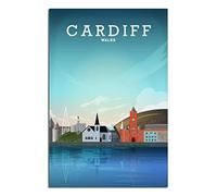 VTGCLT Wales Cardiff Vintage Travel Posters Tiger Bay Beach Canvas Painting Pictures Prints Wall Art for Bedroom Office Decor 08x12inch(20x30cm)
