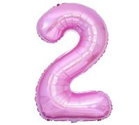 Vthoviwa 100cm Balloon Number Birthday Party Foil Numbers Balloons, Decoration Balloon 0-90 Support Helium - 2 Pink