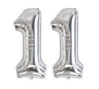 Vthoviwa 32inch Balloon Number 11 Silver, 0123456789,10-19,20-25,30,40,50,60,70,80,90 Balloon 11. Birthday Party Foil Age Balloon, Digital Balloon 11 Party Decoration Support Helium