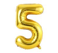 Vthoviwa 32inch Balloon Number 5 Golden, 0123456789,10-19,20-25,30,40,50,60,70,80,90 Balloon 5. Birthday Party Foil Age Balloon Support Helium, Digital Balloon 5