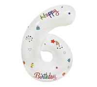 Vthoviwa 32inch Balloon Number 6 White, 0123456789,10-19,20-25,30,40,50,60,70,80,90 Balloon 6. Birthday Party Foil Age Balloon, Digital Balloon 6 Party Decoration Support Helium