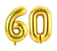 Vthoviwa 32inch Balloon Number 60 Golden, 0123456789,10-19,20-25,30,40,50,60,70,80,90 Balloon 0. Birthday Party Foil Age Balloon, Digital Balloon 60 Support Helium