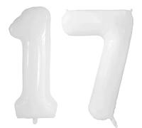Vthoviwa 40 Zoll/18 Farbens Luftballon Zahlen 17/71 Weiß, Helium Luftballon 17/71. Geburtstag Foil Ballon, 0123456789,10-19,20-25,30,40,50,60,70,80,90, Folienballon 17/71 Party Dekoration