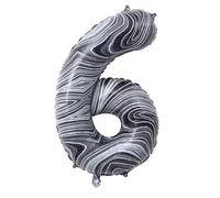 Vthoviwa 40 Zoll/18 Farbens Luftballon Zahlen 6 Agate-Pattern, Helium Luftballon 6. Geburtstag Foil Ballon, 0123456789,10-19,20-25,30,40,50,60,70,80,90, Folienballon 6 Party Dekoration