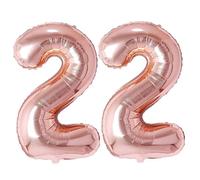 Vthoviwa 40inch Balloon Number 22 Rosegolden, 0123456789,10-19,20-25,30,40,50,60,70,80,90 Balloon 22. Birthday Party Foil Age Balloon, Digital Balloon 22 Party Decoration Support Helium