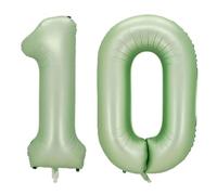 Vthoviwa 40inch Number 10 Balloon Green Party Foil Balloon 10 Support Helium