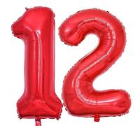 Vthoviwa 40inch Number 12/21 Balloon Red 12/21 Birthday Party Foil Balloon 12/21 Deco Support Helium