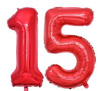 Vthoviwa 40inch Number 15/51 Red Balloon 15/51 Birthday Party Foil Balloon 15/51 Deco Support Helium Foil