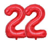 Vthoviwa 40inch Number 22 Red Balloon 22 Birthday Party Foil Balloon 22 Decoration Support Helium