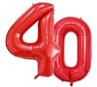 Vthoviwa 40inch Number 40 Balloon Red 4 Party Foil Balloon 40 Decoration Support Helium