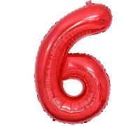 Vthoviwa 40inch Number 6 Balloon Red 6 Birthday Party Foil Balloon 6 Decoration Support Helium