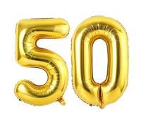 Vthoviwa Giant Golden Number 50 Balloon, 101cm Digital Foil Age Balloon, 2 Pack, Unisex-Adults, All Ages, Children's Party, Birthday, Wedding, Anniversary