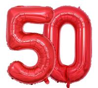 Vthoviwa Number 50 Red Balloon 5 Party Foil Balloon 50 Decoration Support Helium 40inch