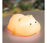 VTIGER Pink Hippo Night Light for Kids, Rechargeable LED Touch Cute Lamp, Food Grade Silicone, Adjustable Soft Animal Night Lamp, Cute Night Light for Nursery Baby Room, Gifts for Kids Girls Boys