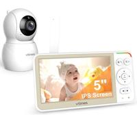 VTimes 5'' Screen Video Baby Monitor with Camera and Audio, 32-Hour Battery, Baby Monitor No WiFi Remote Pan-Tilt-Zoom VOX, Two-Way Talk Night Vision Temperature Display Alarm 8 Lullabies and 1000ft