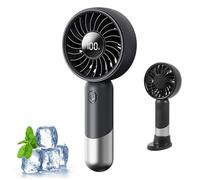 Vtizikl 2025 New Handheld Fan, Hand Held Fans Rechargeable, Portable Fan with 6 Speeds, LED Display, Detachable Base, Mini Fan for Women, Men, Home, Office, Travel, Ourdoor (Black)