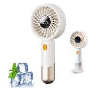 Vtizikl 2025 New Handheld Fan, Hand Held Fans Rechargeable, Portable Fan with 6 Speeds, LED Display, Detachable Base, Mini Fan for Women, Men, Home, Office, Travel, Ourdoor (White)