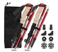 Vtizikl 2025 Ultralight Adjustable Walking Poles - 2 Pack Collapsible Trekking Sticks with Cork/EVA Handle (110-125cm) for Hiking, Arthritis Support & Outdoor Walking - Aluminium Alloy (Red)