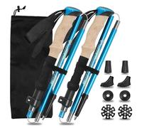 Vtizikl 2025 Ultralight Adjustable Walking Poles - 2 Pack Collapsible Trekking Sticks with Cork/EVA Handle (110-125cm) for Hiking, Arthritis Support & Outdoor Walking - Aluminium Alloy (Blue)