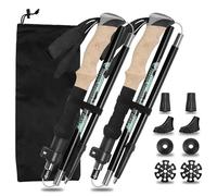 Vtizikl 2025 Ultralight Adjustable Walking Poles - 2 Pack Collapsible Trekking Sticks with Cork/EVA Handle (110-125cm) for Hiking, Arthritis Support & Outdoor Walking - Aluminium Alloy (Black)