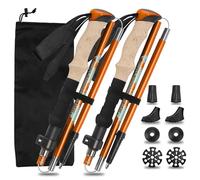 Vtizikl 2025 Ultralight Adjustable Walking Poles - 2 Pack Collapsible Trekking Sticks with Cork/EVA Handle (110-125cm) for Hiking, Arthritis Support & Outdoor Walking - Aluminium Alloy (Orange)