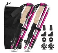 Vtizikl 2025 Ultralight Adjustable Walking Poles - 2 Pack Collapsible Trekking Sticks with Cork/EVA Handle (110-125cm) for Hiking, Arthritis Support & Outdoor Walking - Aluminium Alloy (Purple)