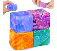Vtizikl 4Pcs Squishy Cube, Ice Cube Stress Relief Fidget Toys, Nice Ice Baby Cube , Squishy Fidget Toys for Kids Adults, Sensory Stress Balls for Autism Anxiety Relief (4pcs)