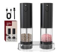 Vtizikl Automatic Salt and Pepper Grinder Set - 6 Adjustable Coarseness, USB Rechargeable Electric Mill with One-Handed Operation & Storage Base, Kitchen Essentials for Spices, Herbs, Cooking