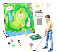 Vtizikl Battle Golf Game Set, Sticky Golf Chipping Game, Kids Outdoor Play Equipment with Hitting Mat, 24 Golf Balls, Putting Practice Toy for Home, Backyard, Indoor, Adult (Lakeside)