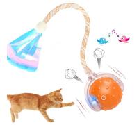 Vtizikl Cat Toys Ball for Indoor Cats | 2025 Interactive Cat Ball Toy Smart with Obstacle Avoidance, 3 Speed Modes, Bird Chirping Sounds & Realistic Dragonfly Tail Suitable for All Cats Sizes (Orange)