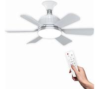 Vtizikl Ceiling Fans with Lights and Remote, 40w Screw in Ceiling Fan Light, Quiet E27 Ceilings Fans Lamp with 3 Colors, 3 Wind Speeds, Timing for Bedroom, Living Room, Kitchen (White)