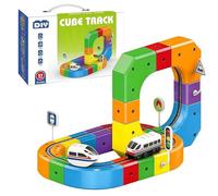 Vtizikl Clickrail Electric Train Set, Track Fusion Toys, Magic Electric Train Set with Gravity-Defying Motorized Train, DIY Cube Track, Flexible Race 3D Building Tracks for Boys (51PCS)