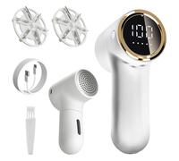 Vtizikl Electric Fabric Shaver - 5-Speed Lint Remover, 1200mA Rechargeable, LED Display, Lint Remover for Clothes/Upholstery/Furniture (UK Plug) (White)