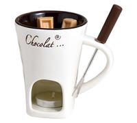 Vtizikl Fondue Mug with Forks, Chocolate Fondue Mug, Personal Cheese Melting Cup, Cheese Fondue Sets, Mug Gift, Sweet Fondue Cup for Candy Snack Caramel Party, Office School Home (White)