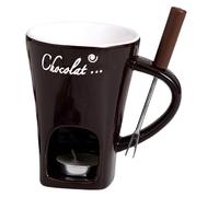 Vtizikl Fondue Mug with Forks, Chocolate Fondue Mug, Personal Cheese Melting Cup, Cheese Fondue Sets, Mug Gift, Sweet Fondue Cup for Candy Snack Caramel Party, Office School Home (Black)