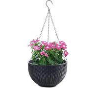 Vtizikl Garden Hanging Baskets, Self Watering Hanging Plant Pots, Large Hanging Baskets Outdoor with Detachable Hanging Chain, Bottom plug, Inner Basin for Home Decor, Gardening (Black)