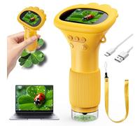 Vtizikl Microscope for Kids, Handheld Mini Digital Microscope, 1000x Zoom Pocket Magnifying Glass Kids with Camera, 200 Lens Pixels, USB Connection to PC, Magnifying Glass for Boy, Girl (Yellow)