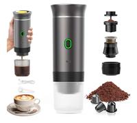 Vtizikl Portable Coffee Maker, 3-in-1 Travel Espresso Machine, Compatible with Small & Large Capsules, Ground Coffee, 50 Brews per Charge, Ideal for Camping, Travel, Office and Home (Gray)