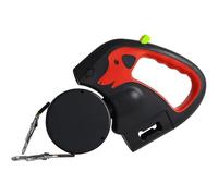 Vtizikl Retractable Dog Lead, Extendable Dog Lead with LED Light, No Tangle 360 Technology, Double Pet leash with One Button Brake & Lock for Small to Large Dogs, Night Walking (Red)