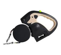 Vtizikl Retractable Dog Lead, Extendable Dog Lead with LED Light, No Tangle 360 Technology, Double Pet leash with One Button Brake & Lock for Small to Large Dogs, Night Walking (Khaki)