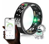 Vtizikl Smart Ring, Smart Ring Women & Men, Fitness Tracker with Gesture Photography, Step Tracker, Sports Time, Distance, Calories, Heart Rate, Blood Oxygen and Sleep Monitor (Black, 8#)