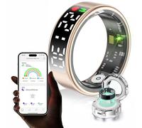 Vtizikl Smart Ring, Smart Ring Women & Men, Fitness Tracker with Gesture Photography, Step Tracker, Sports Time, Distance, Calories, Heart Rate, Blood Oxygen and Sleep Monitor (Gold, 8#)