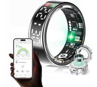 Vtizikl Smart Ring, Smart Ring Women & Men, Fitness Tracker with Gesture Photography, Step Tracker, Sports Time, Distance, Calories, Heart Rate, Blood Oxygen and Sleep Monitor (Silver, 9#)
