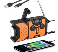 Vtizikl Solar Radio, Wind Up AM/FM Radio, Emergency Hand Crank Radio, Weather Radio with LED Bright Flashlight, 2000mAh Power Bank, SOS Alarm for Outdoor, Camping, Charging (Orange)