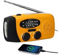 Vtizikl Solar Radio, Wind Up AM/FM/WB Radio, Portable Hand Crank Radio, Emergency Radio with Torch, 2000mah Rechargeable Power Bank for Phone Charging, Camping, Outdoor (Orange)