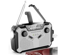 Vtizikl Solar Radio, Wind Up Radio, Emergency Radio with Torch, SOS Alarm, Reading Lamp, 3000mAh Power Bank, Rechargeable AM/FM Radio for Phone Charging, Camping, Outdoor (Grey)