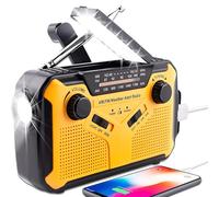 Vtizikl Solar Radio, Wind Up Radio, Emergency Radio with Torch, SOS Alarm, Reading Lamp, 3000mAh Power Bank, Rechargeable AM/FM Radio for Phone Charging, Camping, Outdoor (Orange)