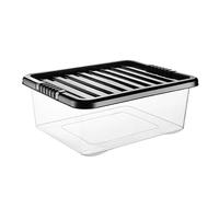 VTL® PLASTIC STORAGE BOXES WITH LID - BLACK LID - 17 SIZES - HOME - BEDROOM - GARAGE - OFFICE - SCHOOL - STORAGE - NESTABLE - STACKABLE (28 LITRE, 1 BOX)