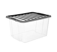 VTL® PLASTIC STORAGE BOXES WITH LID - BLACK LID - 17 SIZES - HOME - BEDROOM - GARAGE - OFFICE - SCHOOL - STORAGE - NESTABLE - STACKABLE (30 LITRE, SET OF 10)