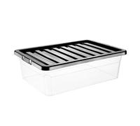 VTL® PLASTIC STORAGE BOXES WITH LID - BLACK LID - 17 SIZES - HOME - BEDROOM - GARAGE - OFFICE - SCHOOL - STORAGE - NESTABLE - STACKABLE (32 LITRE, 1 BOX)
